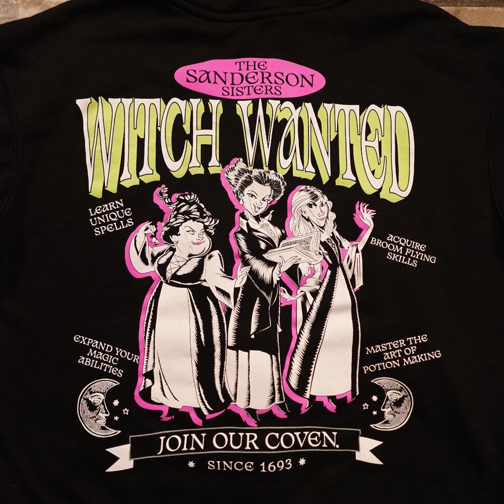 Disney Hocus Pocus Sanderson Sisters Zip Hoodie - Women’s L (12–14) Black